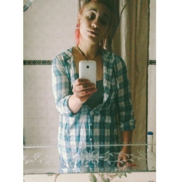 Blue plaid hooded shirt