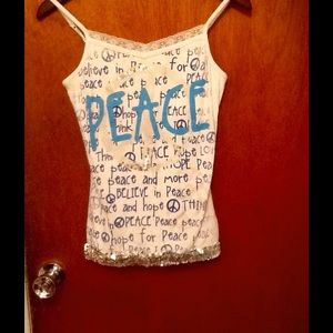 🎀Justice Small Sequined tank W/built-in shelf bra