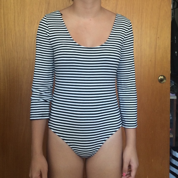 Black and white striped leotard