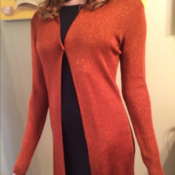Copper evening cardigan.