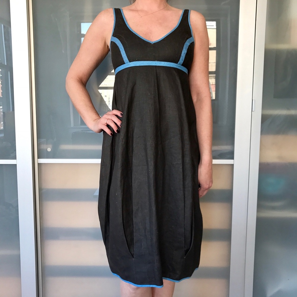 Zero + Maria Cornejo linen/cotton bicolor dress