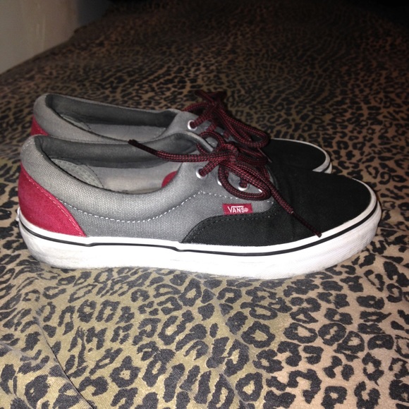Black Grey and Red Vans