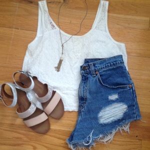 SOLD Abercrombie & Fitch white lace tank top