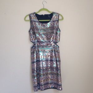 Gorgeous Multi-Color Sequined Dress w/ Cutouts
