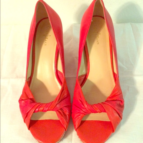 Cole Haan Orange Wedge Heel Weave Braid