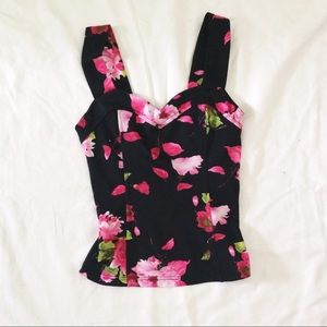 Pink & Black Floral Blouse