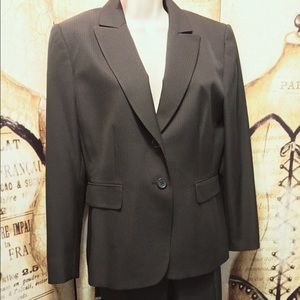 Tahari pin striped dark midnight blue suit