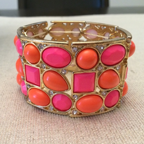 Neon Pink and Coral Cuff Bracelet