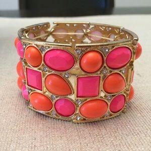 Neon Pink and Coral Cuff Bracelet
