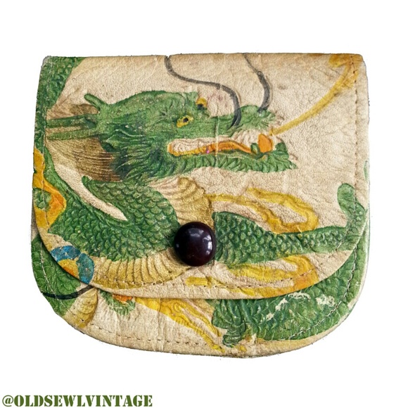 Vintage Accessories - Vintage Leather Dragon Change pouch wallet