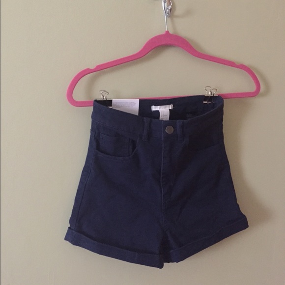 Navy high waisted cotton shorts