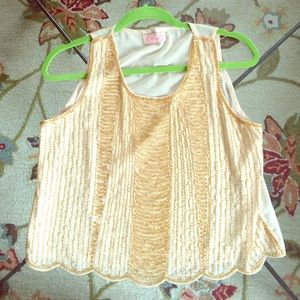 Beaded embroidered scalloped tank!