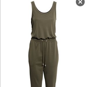 H and M hunter green jersey jumpsuit