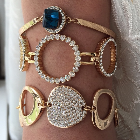 Jewelry - Three Gorgeous Crystal Embellished Bracelets