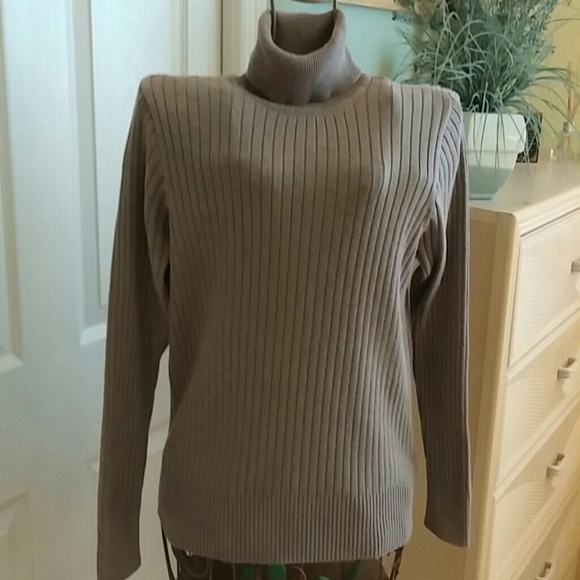"Pria" Taupe Turtleneck Sweater