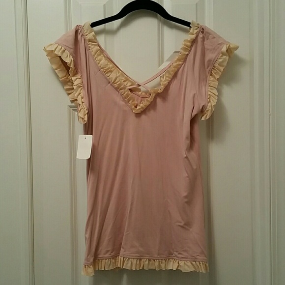 Bleu Clair Dusty Pink Ruffle Top NWT - Picture 2 of 3
