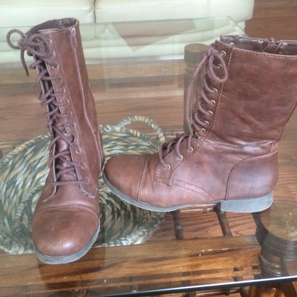 Brown combat boots
