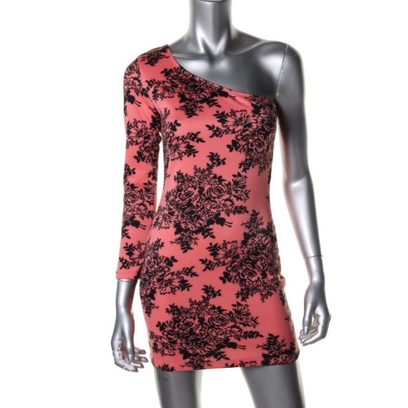 DESIGNER Pink Floral Print One Shoulder