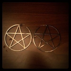Metallic Silver Pentacle star Earrings