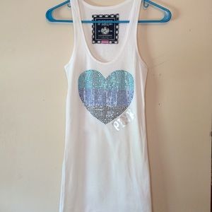 Pink Victoria's Secret bling heart racerback tank