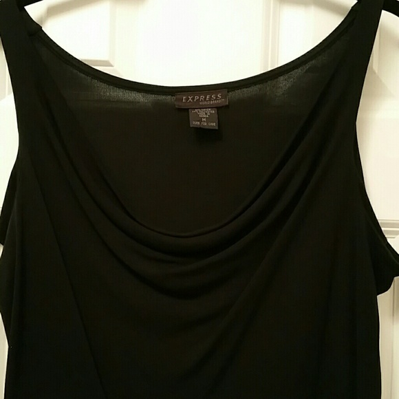 Express Draped Round Neck Black Tank Top - Picture 2 of 2