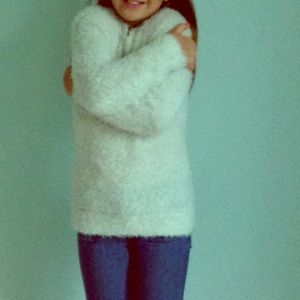 Cute fuzzy white sweater