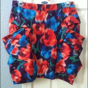 Bebe side drape silk skirt