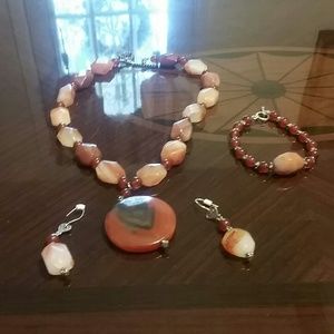 Bracelet, earrings and necklace set