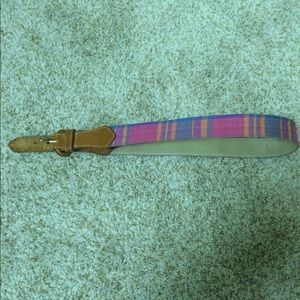 Pink Plaid Leather Talbots Waist Belt  32.5" long