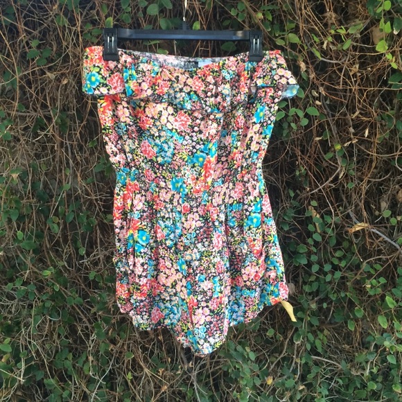 Floral Strapless Romper