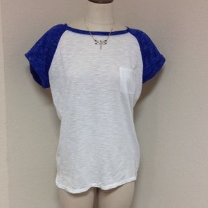 Baseball tshirt - short sleeve, royal & white