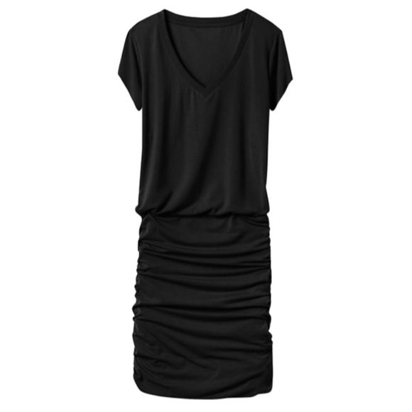 Athleta black topanga v-neck dress size small