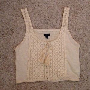 American Eagle Outfitters ivory knitted crop top