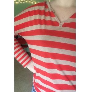 Orange and tan stripped flowy shirt