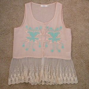 Millau lace/embroidered top