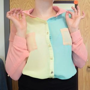 ❌SOLD❌🎀Pastel color block button up🎀