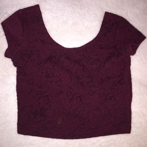 Maroon textured crop top