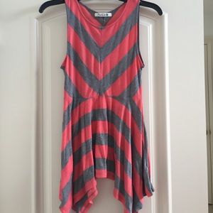 Pink and Grey Babydoll Tank Top