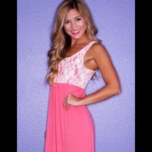 Coral Lace Maxi Dress