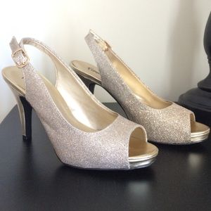 Gold slingback heels
