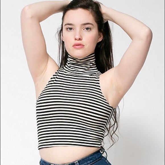 Cotton Spandex Sleeveless Turtleneck Crop Top