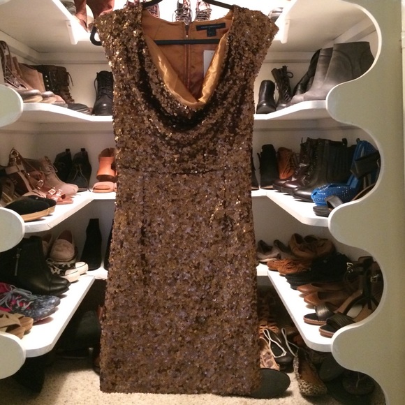 Zara Dresses & Skirts - Beautiful sequin gold/brown dress size 6 NWT