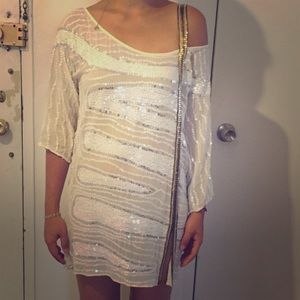 Foley + Carina zebra sequin tunic - silver / white