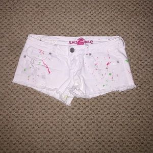 White splatter painted shorts