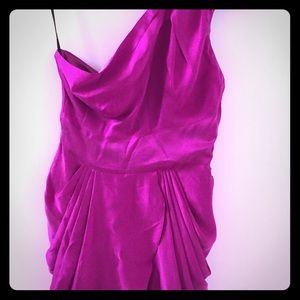 Bebe cocktail dress in magenta pink and 100% silk