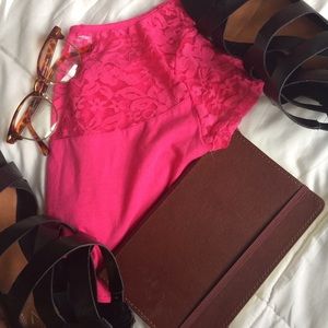 Pink Lace Crop Top