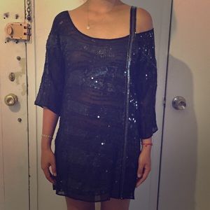 Foley + Carina zebra sequin tunic / dress - black