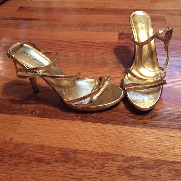 Strappy gold heels