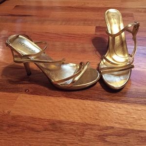 Strappy gold heels