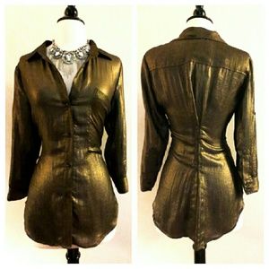 Ark & Co. Gold Shimmer Corset Blouse